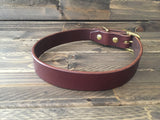 'HENLEY' LEATHER Classic Dog Collar  1" - Chocolate Brown