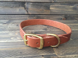 'HENLEY' LEATHER Classic Dog Collar  1" - Whiskey Tan