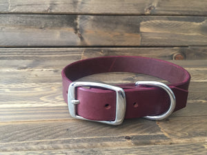 'HENLEY' LEATHER Classic Dog Collar  1" - Oxblood
