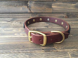 'COOPER' SELECT LEATHER Dog Collar  1" - Chocolate Brown with Black