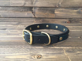 'GEORGE' SELECT LEATHER Dog Collar   1" - BLACK w/ Choose colour for 2nd layer of leather
